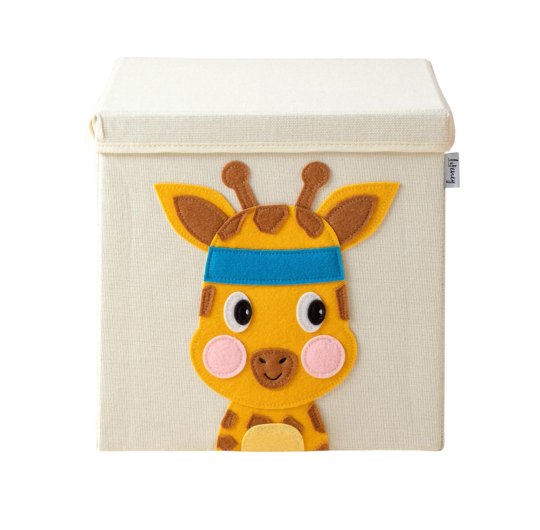 Aufbewahrungsbox mit Deckel und Giraffe I Spielzeugbox mit Tiermotiv passend für Würfelregale I Ordn