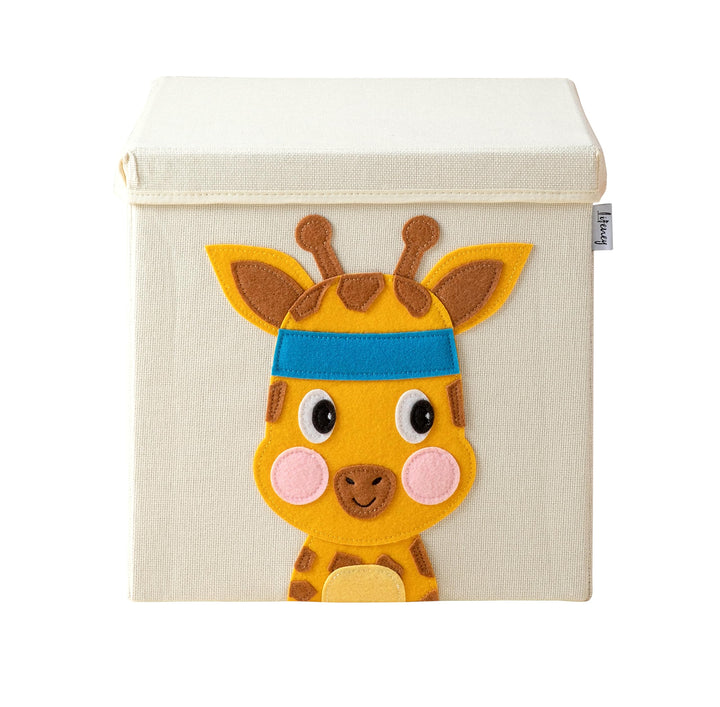 Aufbewahrungsbox mit Deckel und Giraffe I Spielzeugbox mit Tiermotiv passend für Würfelregale I Ordn