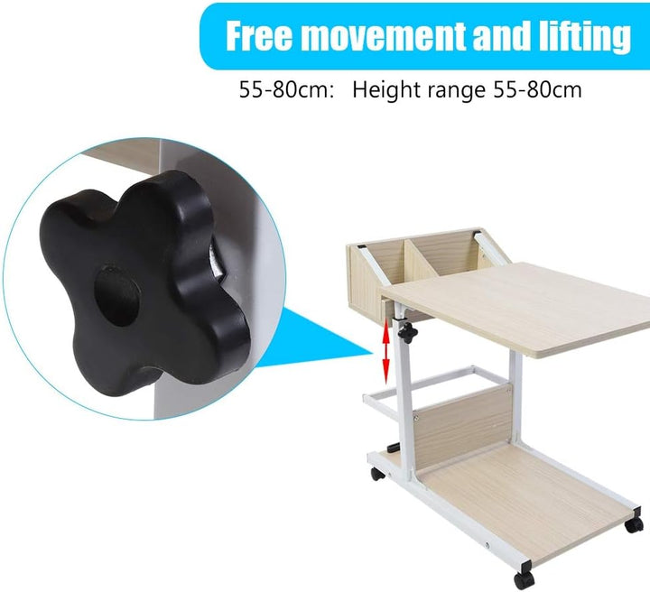 Cocoarm Betttisch Auf Rollen Abnehmbarer Laptop-Schreibtisch Mit Rollen, Schublade, Multifunktional,
