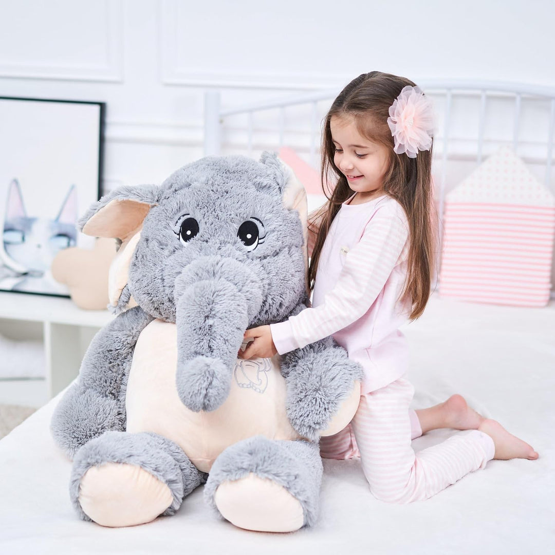 IKASA Grosser Elefant Stofftier Riesenelefant Plüschtiere für Kinder (Grau, 100cm), Elefant
