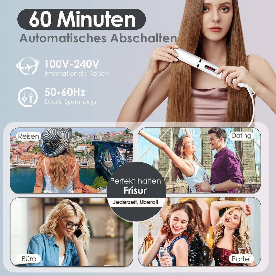 NOVUS Glätteisen und Lockenstab 2 in 1: Schnelles Aufheizen Dual Voltage Haarglätter für Mit Auto Sh