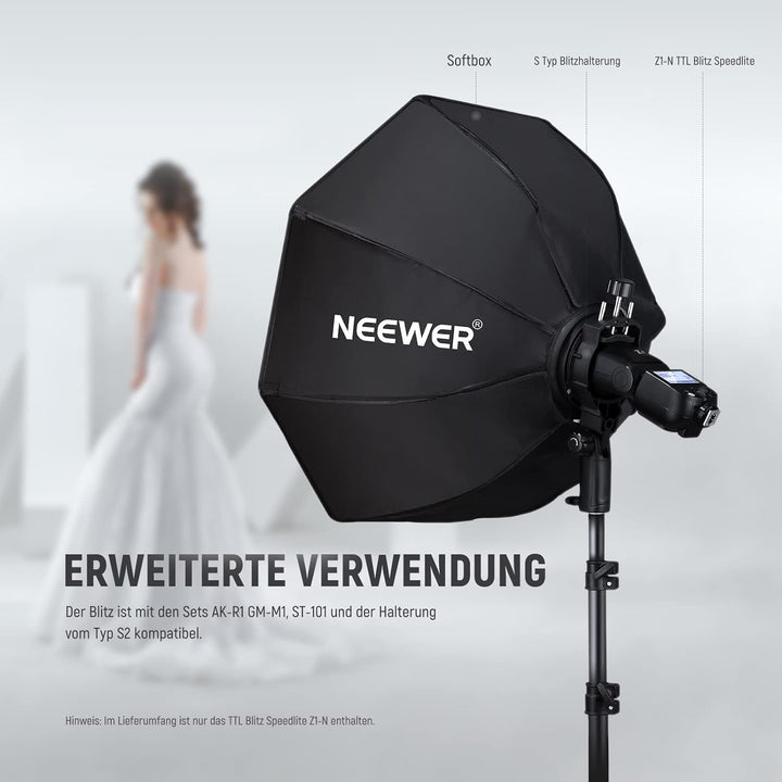 NEEWER Z1-N TTL Blitzgerät für Nikon DSLR Kameras, Rundkopf Blitzlicht 76Ws 2,4G 1/8000s HSS Blitz,