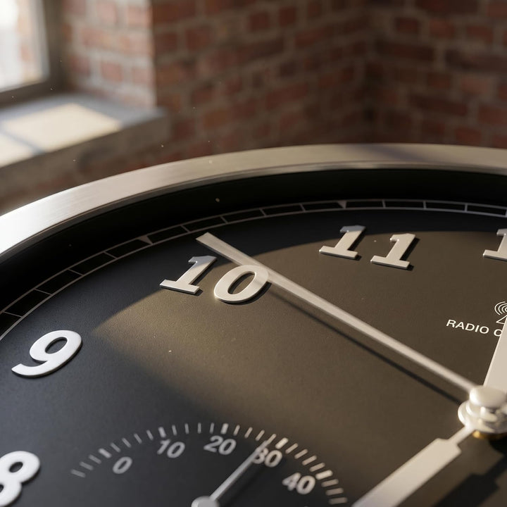 bonVIVO Funk Wanduhr ohne Tickgeräusche Grosse Küchenuhr Funkuhr für Wand in Bad Büro Home Office Wo