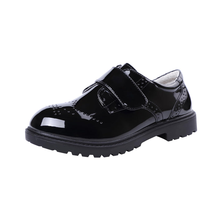 Jungen Schnürhalbschuhe wasserdichte Lackschuhe Schule Oxfords Uniform Hochzeit Anzugschuhe, Schwarz