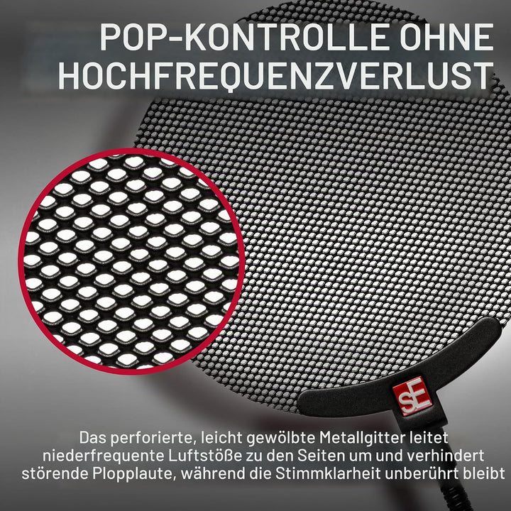 SE ELECTRONICS METAL POP SCREEN FILTER WITH FLEXIBLE Black, Black