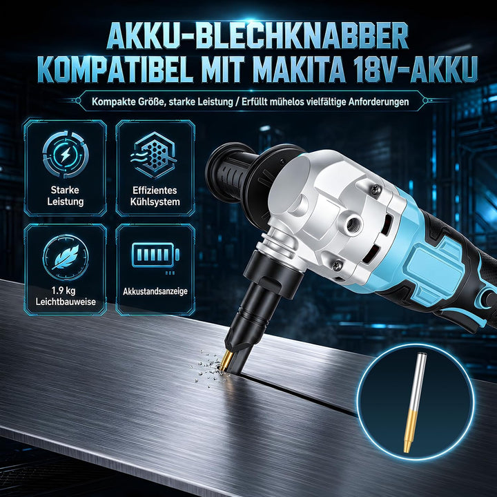 Blechknabber, Akkubetriebener Metallknabber Kompatibel mit Makita 18v Akku
