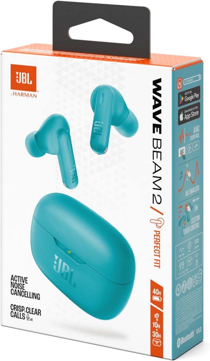 JBL Wave Beam 2, Kabellose Bluetooth-In-Ear-Kopfhörer mit Noise-Cancelling, 40 h Wiedergabezeit, JBL
