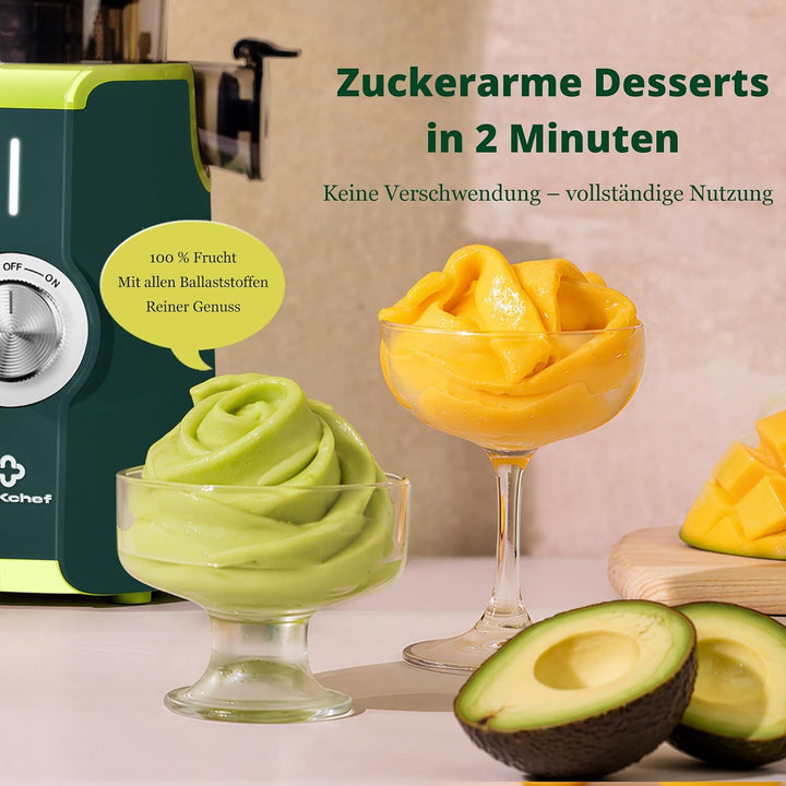 LINKChef Blitzreiniger Entsafter, NO-Prep Slow Juicer für Ganze Gemüse und Obst, Juicer Machine mit