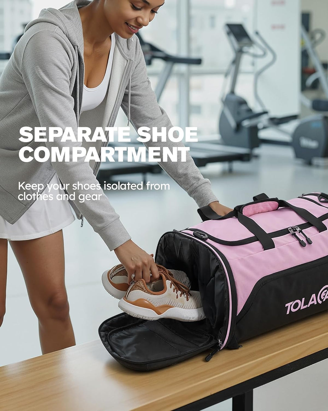 Tolaccea Sporttasche 56–70L für Herren & Damen – Erweiterbare Reisetasche mit Schuhfach & Nassfach,