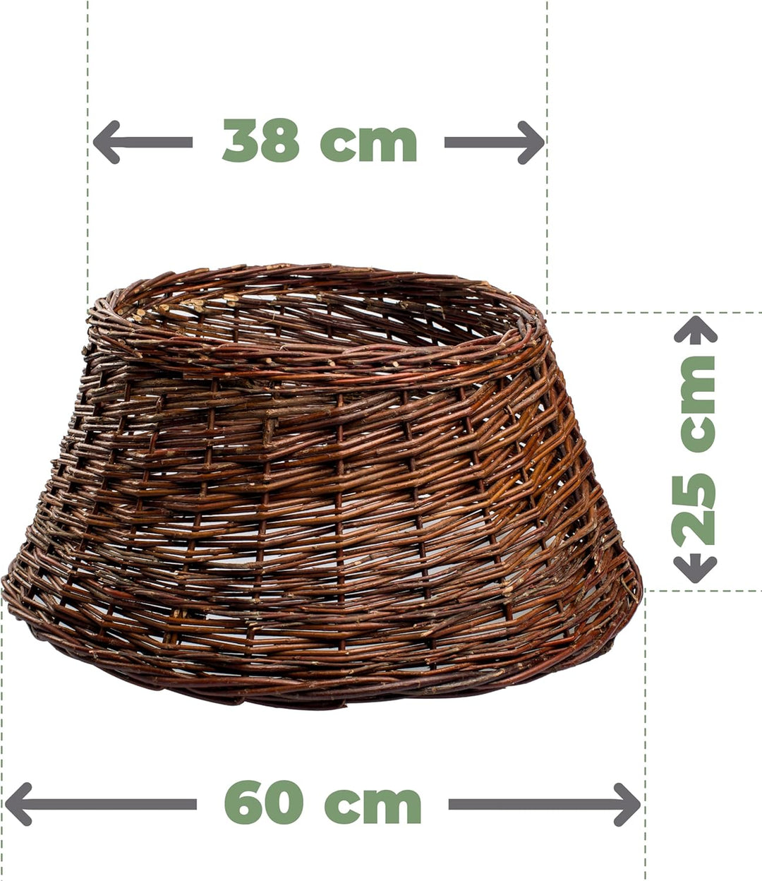 BOGATECO Weidenkorb für den Weihnachtsbaum 60cm Durchmesser | Weihnachtsbaum Rock aus Weide | Weihna