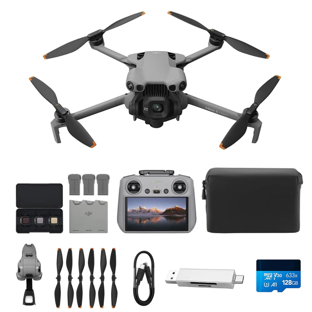 DJI Mini 5 Pro Fly More Combo Plus mit DJI RC 2 Bundle mit Kartenleser + Speicherkarte, 4K Drohne mi