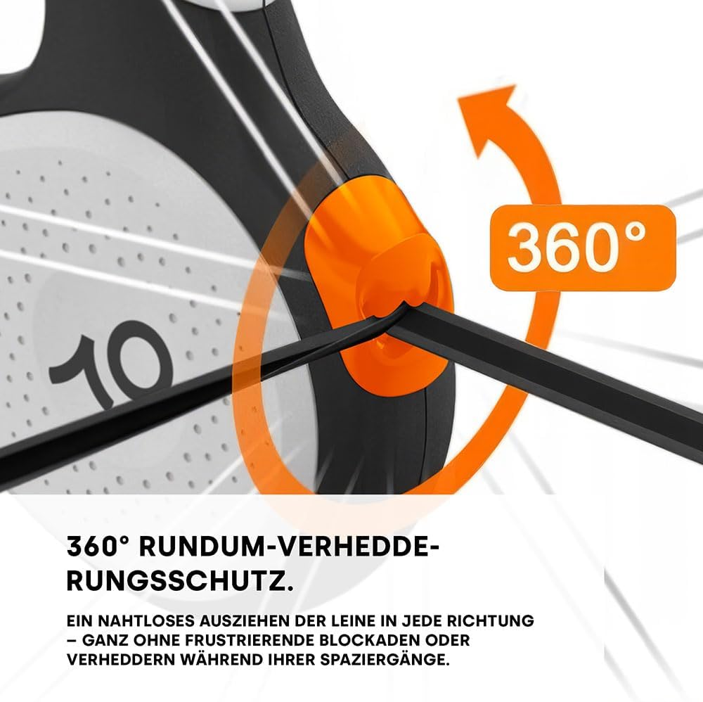 Automatische Hundeleine 5m für Hunde bis 25kg – Robuste Rollleine mit Brems- & Stoppfunktion, Verhed