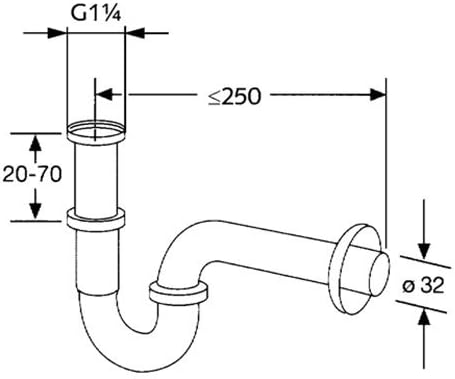 KLUDI Bad Sifone 1025005-00 Kludi 5/4" x 32 mm Röhrensiphon, 1 - Pack