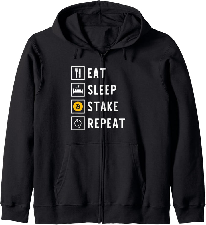 Eat Sleep Stake Bitcoin Repeat Funny Cryptocurrency Gift Kapuzenjacke