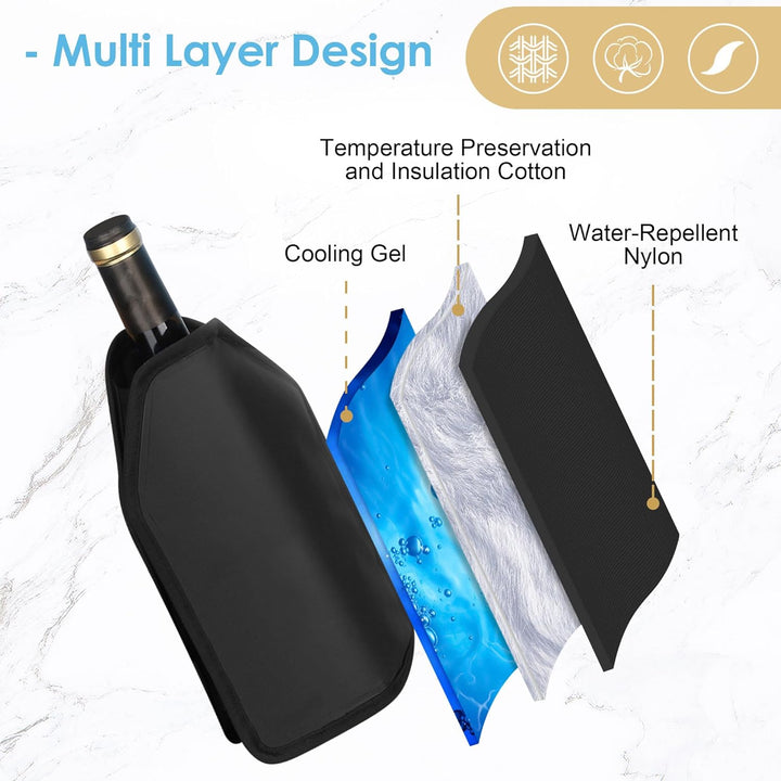 Gimars Weinkühler Manschette Kühlmanschette Sektflasche Flaschenkühler Hülle unterwegs Weinmanschett