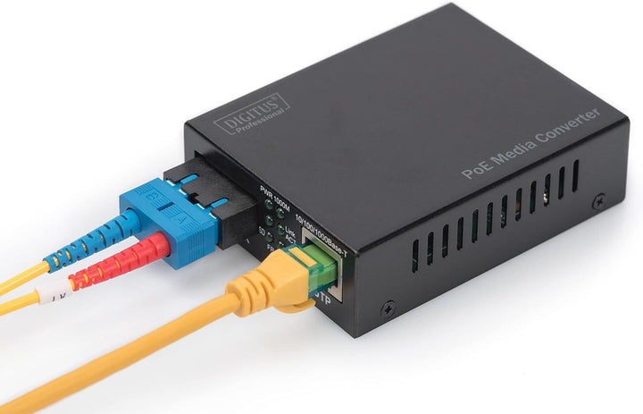 DIGITUS Medienkonverter - SM - Gbit Ethernet - RJ45 / SC - 1310nm Wellenlänge - Bis 20km - Mit PoE-I