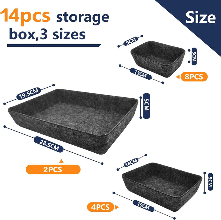 Praktisches Schubladen Organizer Filz - 14er-Set, Waschbare Filz Organizer für Schminktisch für Selb