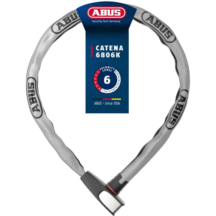 ABUS Kettenschloss Catena 6806K – Leichtes Fahrradschloss aus gehärtetem Stahl mit modischem Textils