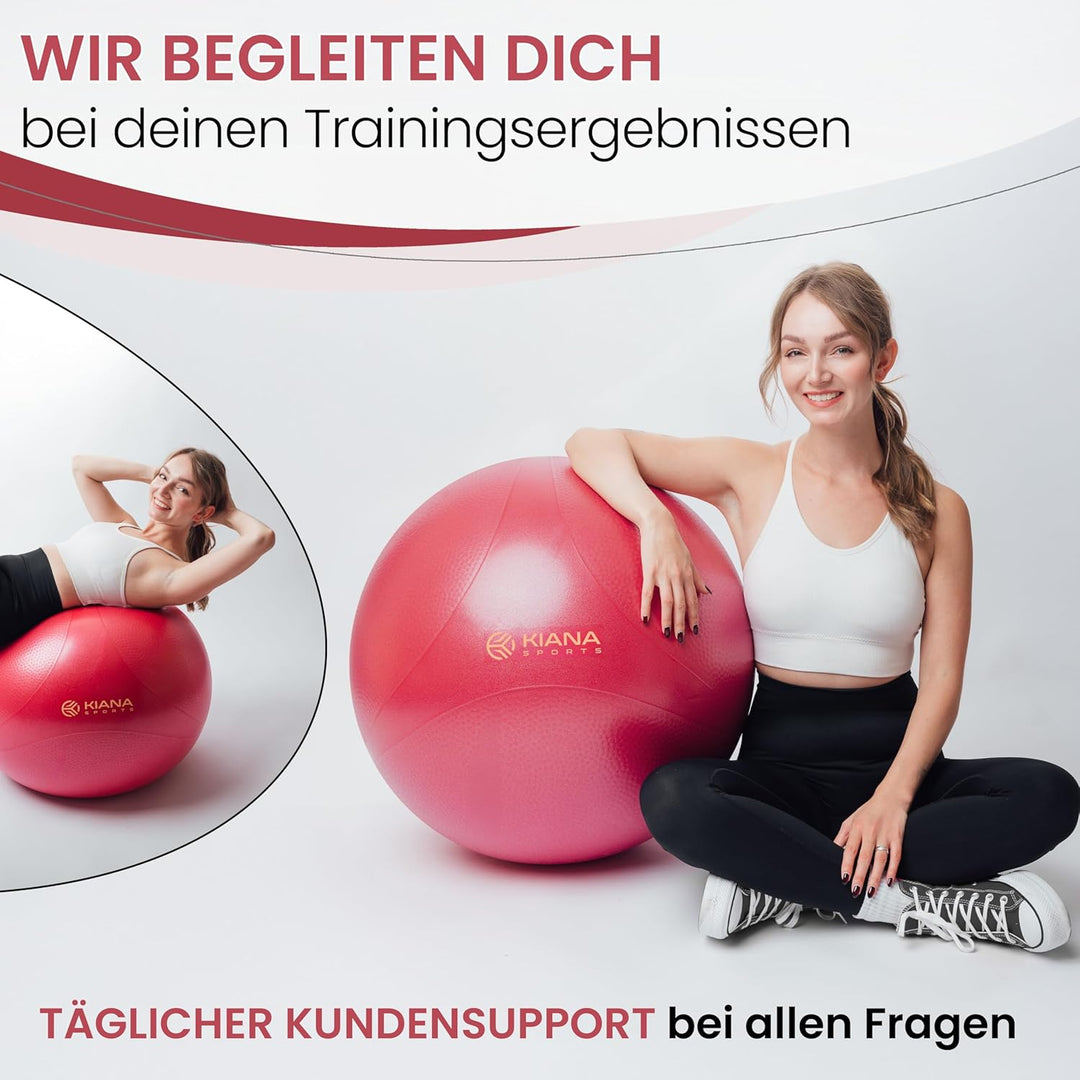 KIANA SPORTS® Gymnastikball &amp; Sitzball - 4 Grössen - Deutsche Entwicklung - Rutschfester Yoga Ball m