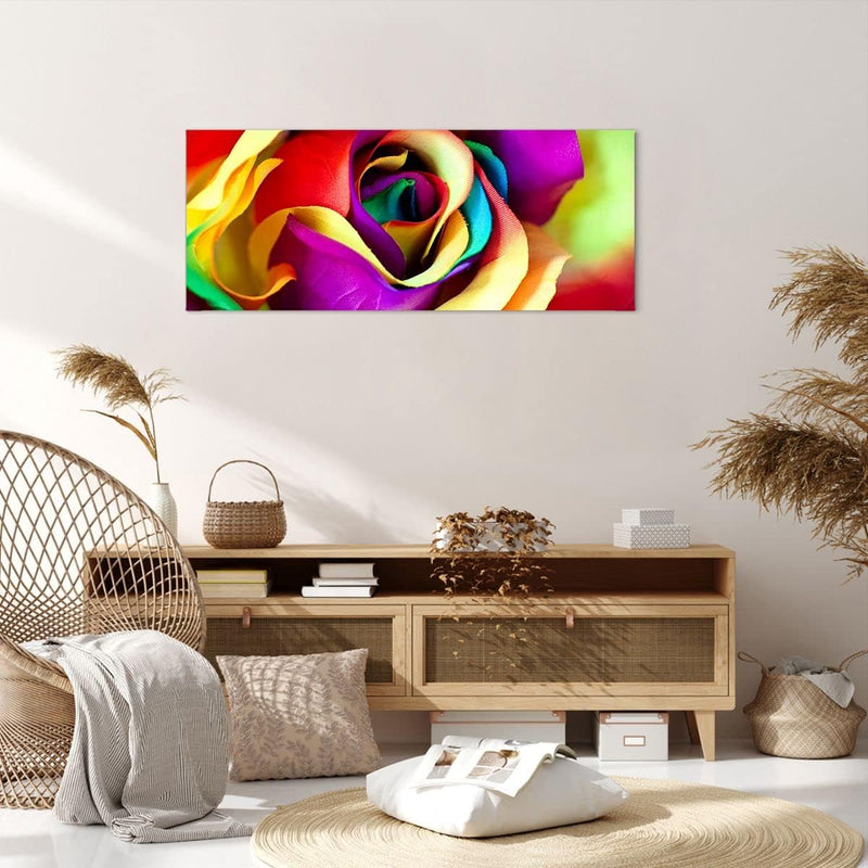 Wandbilder Dekoration Wohnzimmer Blume Farbe Rose Panorama Bilder auf Leinwand 120x50cm Leinwandbild