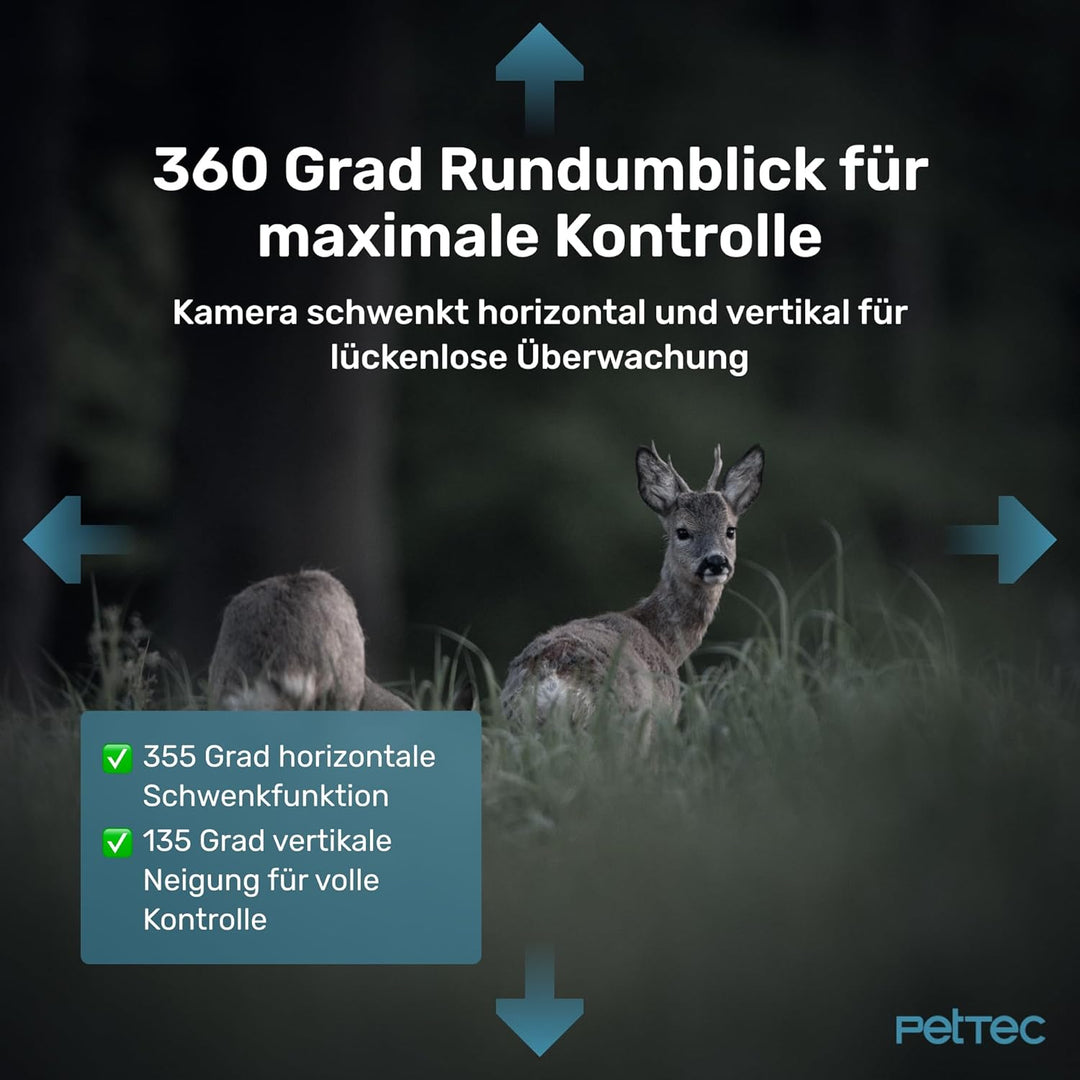 PETTEC - Bundel aus Solar Panel für Überwachungskamera aussen und Pet Cam mit LTE - Solarmodul 4,4W