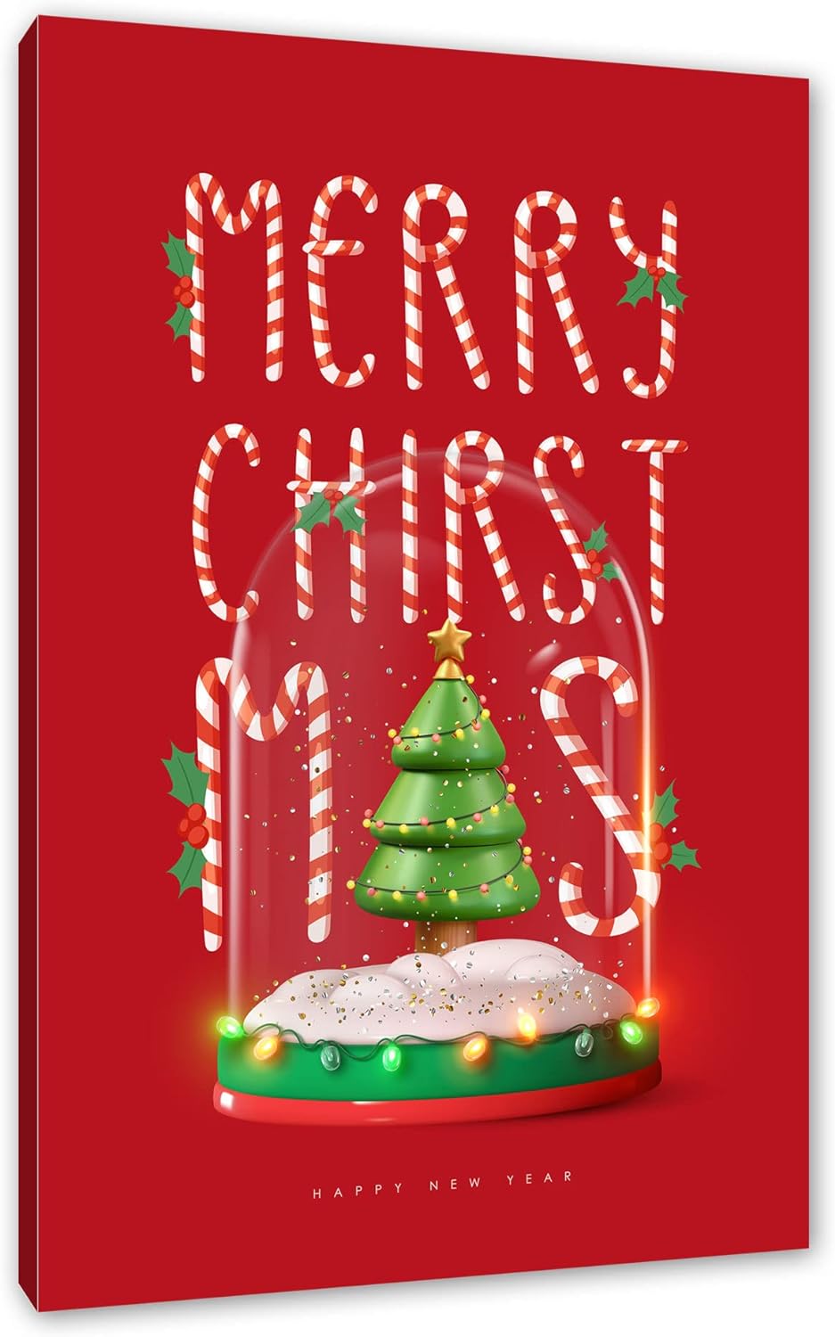 Pixxprint Weihnachts Collection - Schriftzug Glaskugel als Leinwandbild | Grösse: 100x70 cm | Wandbi