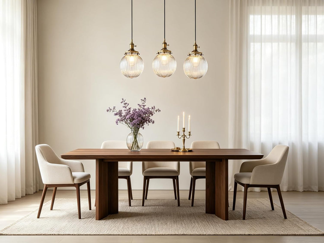 Yosoan Klar Glas Kugel Industrie Loft-Pendelleuchte Pendellampe Innenleuchte für Küche/Esszimmer/Sch