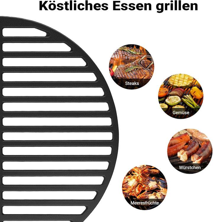 Wiltec 2x Gusseisen Grillrost 46,7 x 22,8 x 0,9 cm, Gussrost für Grill mit guter Hitzespeicherung, G