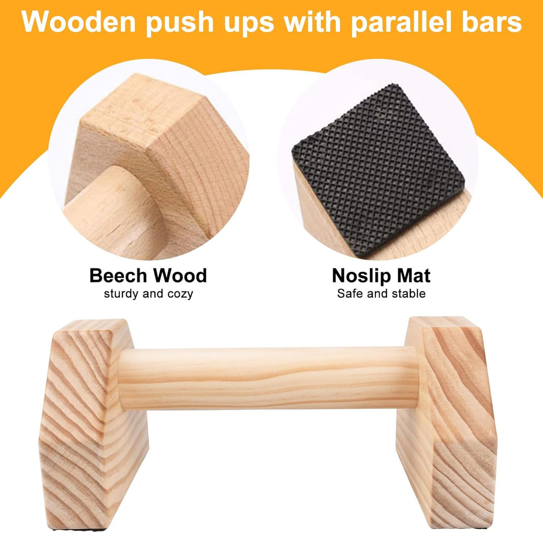 JOYBOY Liegestützgriffe Holz,Push-Up Bars,Premium Liegestützgriffe für Fitness,Holz Parallettes Cali