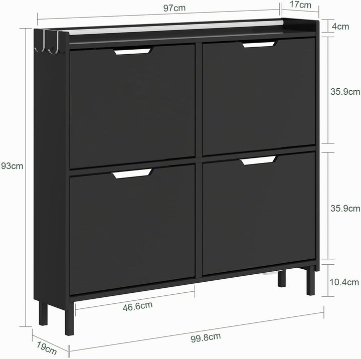 SoBuy Schuhschrank Schmal, Schuhregal, Schuhschrank Hängend mit Sensorlicht und 19 cm Tiefe, für Flu