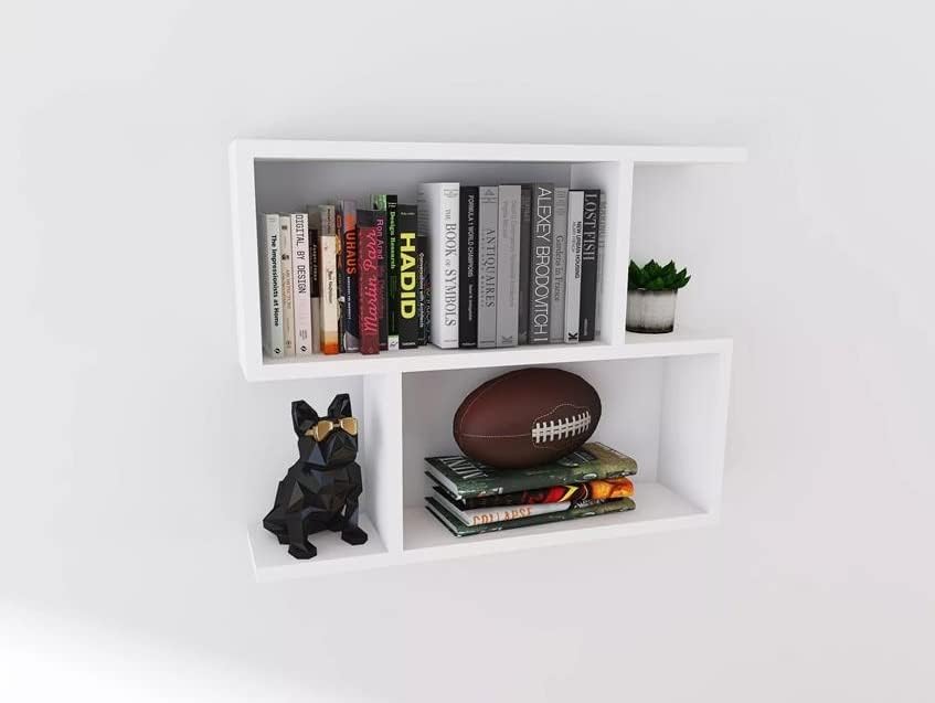KUBUTKU Dekorativ Wandregal mit 2 Böden 70x55x18 Design Skandinavischer Modern für Wohnzimmer Küche