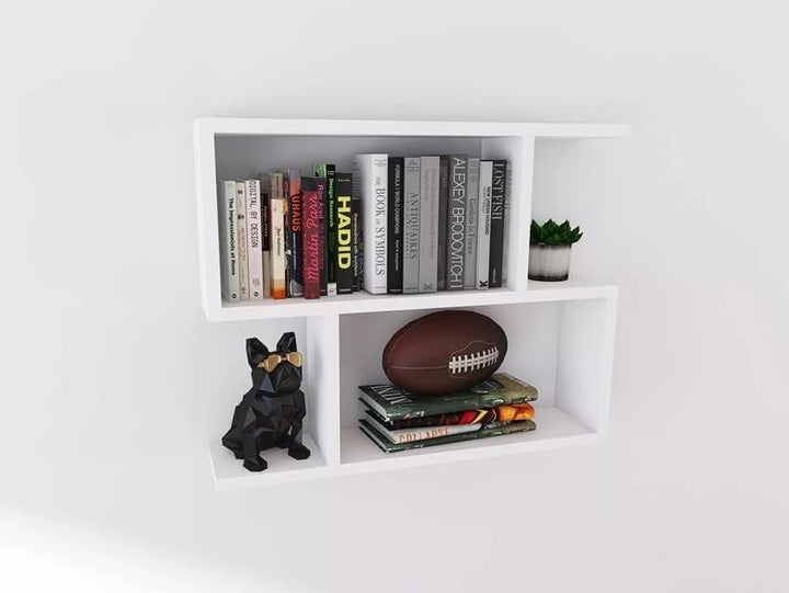 KUBUTKU Dekorativ Wandregal mit 2 Böden 70x55x18 Design Skandinavischer Modern für Wohnzimmer Küche