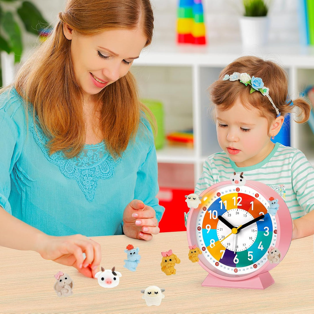 Kinder Wecker, Kinderwecker für Schulanfänge, Kein Tickendes Geräusch, Mit Nachtlicht und Schlummerf