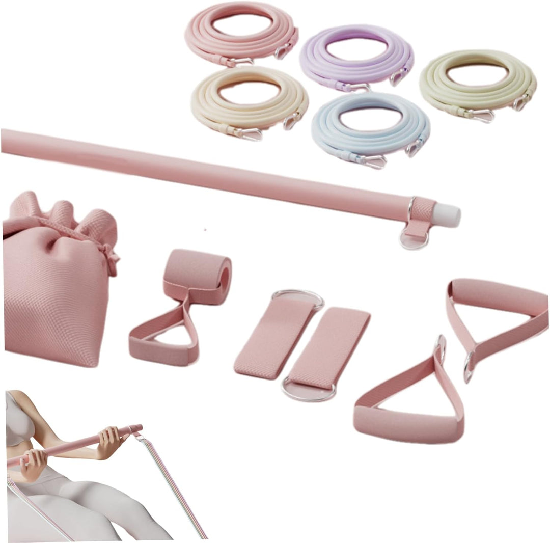 Pilates-Set mit 5 verstellbaren Widerstandsbändern, elastisches Pilates-Essentials-Kit für Heimfitne