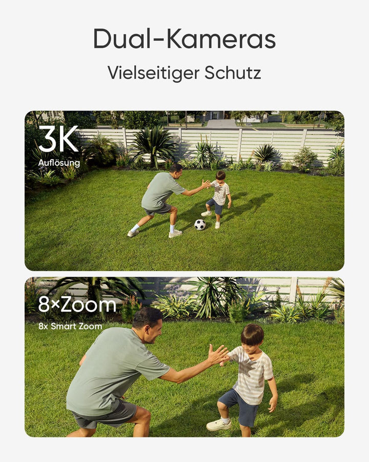 eufy Security Floodlight Camera E340, 360° Schwenk- & Neigefunkt., 24/7 Aufnahme, Dual-Band Wi-Fi, 2