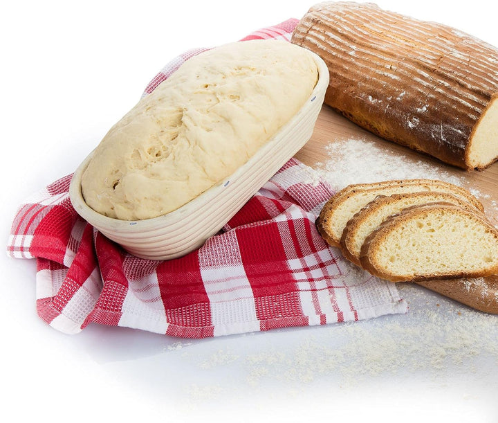 Westmark Gärköbchen-Set, 2tlg., Gärkörbchen oval + Bezug, Peddigrohr/Baumwolle, Hellbeige/Beige, 320