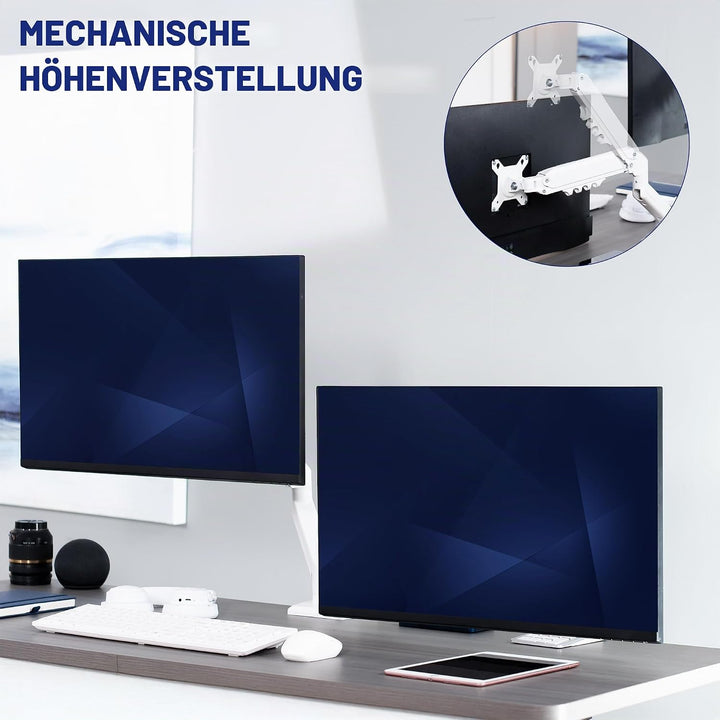 VIVO Articulating Dual 17 bis 27 Zoll pneumatischer Federarm Klemmhalterung für 2 Monitor-Bildschirm