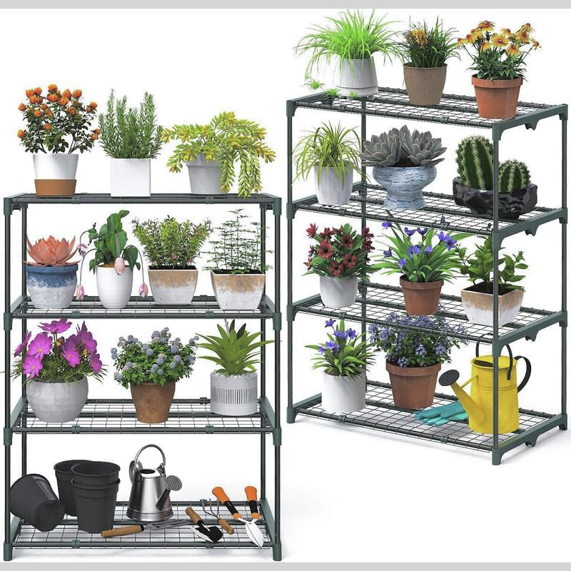 Pflanzenregal - Gartenregal 69x49x130 2er Set Pflanzenständer - Blumenständer Metall - Leiterregal -