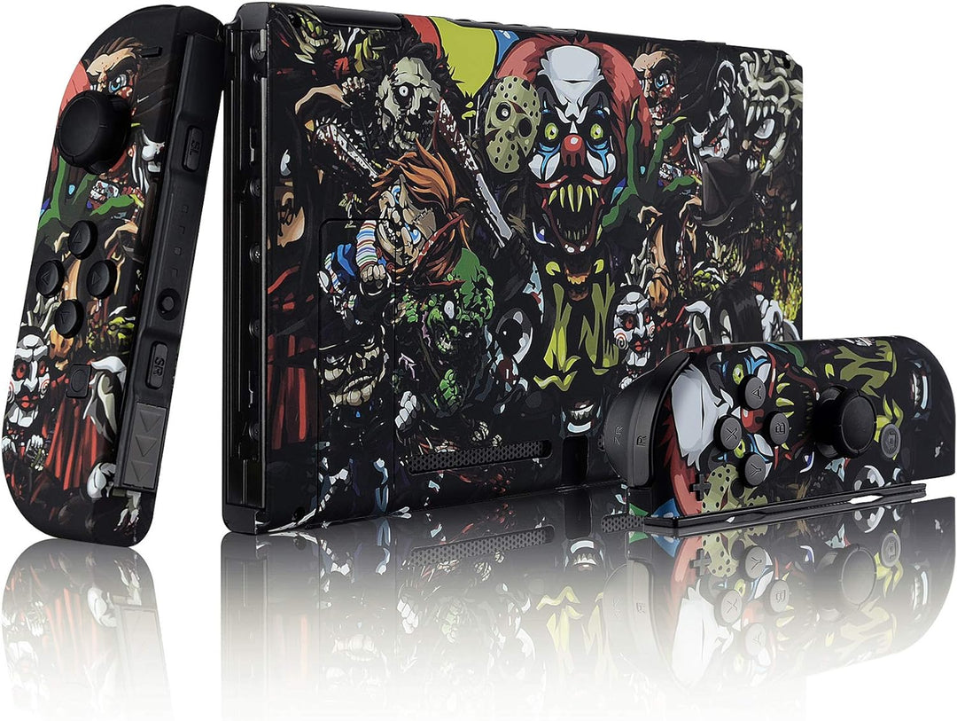 eXtremeRate Hülle Case für Nintendo Switch Joycon/Konsole, Rückgehäuse&Kickstand für Switch Console,