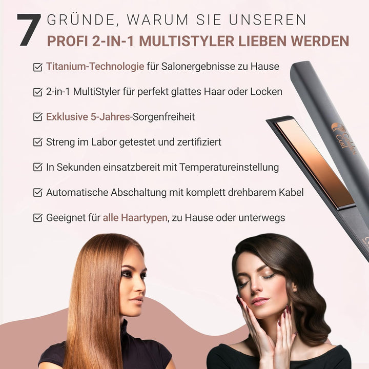Glätteisen Locken und Glätten Haarglätter - 5 Jahre Sorgenfreiheit - Haar Styling Hair Straightener