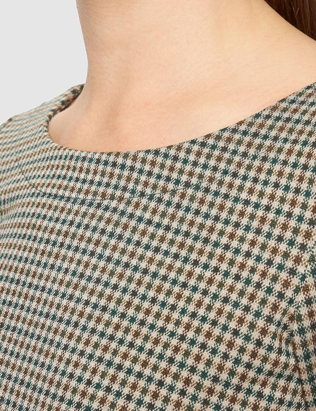 TOM TAILOR Damen Print Kleid 32 28373 - Beige Green Small Check, 32 28373 - Beige Green Small Check