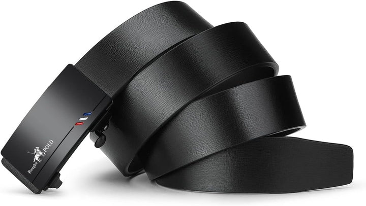 Oyifan Schwarzer Ledergürtel für Herren, automatische Ratschengürtel, Kleid, lässiger Gürtel, bequem