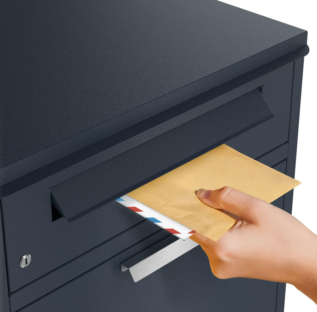 Graviers Design Paketbriefkasten mit Brieffach personalisiert freistehend - Edelstahl Namensschild H