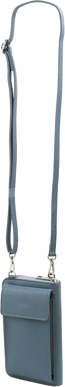 SH Leder Damen Handytasche Umhängetasche Geldbörse Multifunktion Beutel aus Echtleder Verstellbar Sc