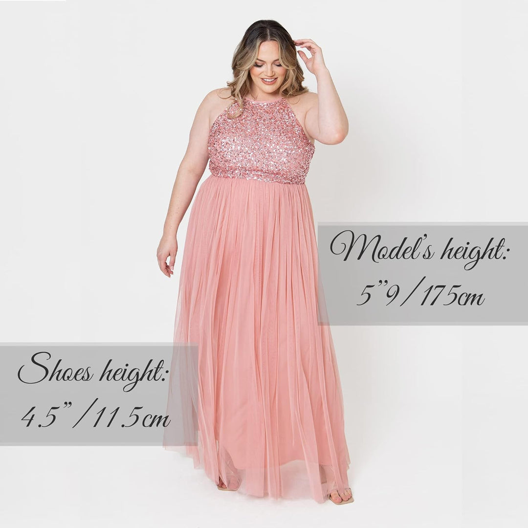 Maya Deluxe Damen Maxikleid Brautjungfer Neckholder Pailletten Verziert Abschlussball Hochzeit Dleid