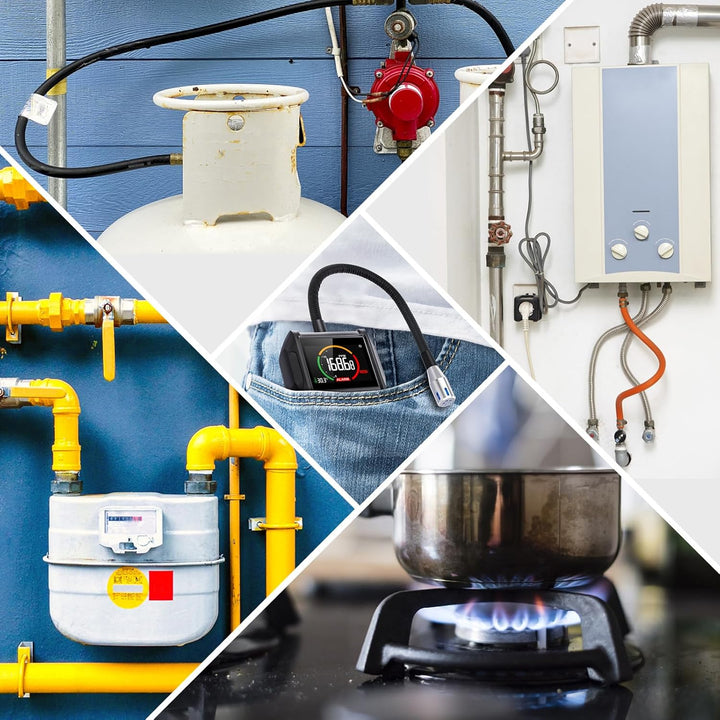 Gasmelder Erdgas Gaslecksuchgerät Tragbarer Leckdetektor MESTEK Methan Propan Butan Haushalts Flüssi