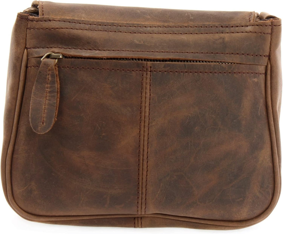 LECONI kleine Umhängetasche Damentasche Schultertasche Festivaltasche Leder 22x18x6cm LE3047 Schlamm