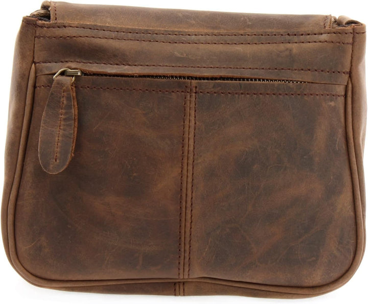 LECONI kleine Umhängetasche Damentasche Schultertasche Festivaltasche Leder 22x18x6cm LE3047 Schlamm