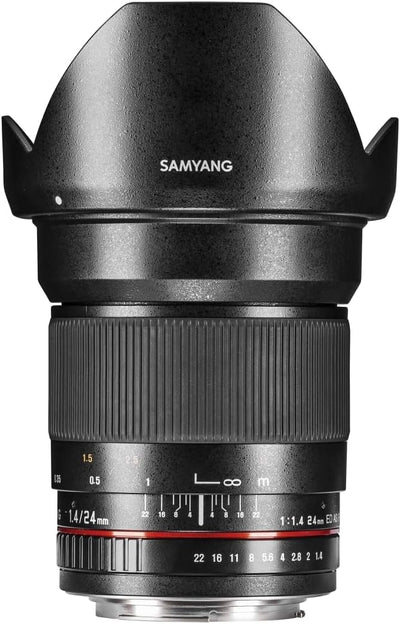 Samyang 24/1,4 Objektiv DSLR Canon EF manueller Fokus Fotoobjektiv, Weitwinkelobjektiv schwarz Canon