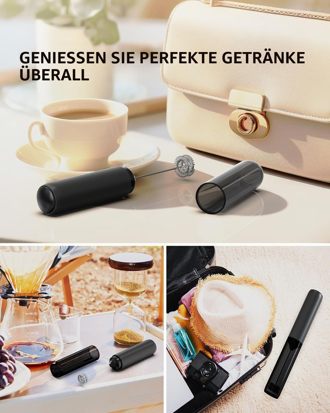 CIRCLE JOY Wiederaufladbarer Milchaufschäumer Handheld, Elektrischer Kaffee-Aufschäumer, Tragbarer H